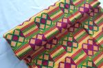 Afrikanischer Kente Stoff Mischgewebe PURPLE GREEN CROSS | Meterware